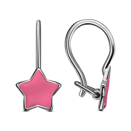 Серебряные cерьги классические с эмалью