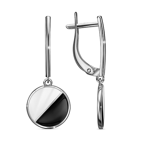 Серебряные cерьги висячие с эмалью