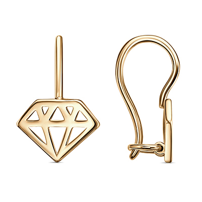 Серебряные cерьги классические с позолотой