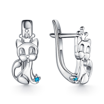 Серебряные cерьги классические с фианитом