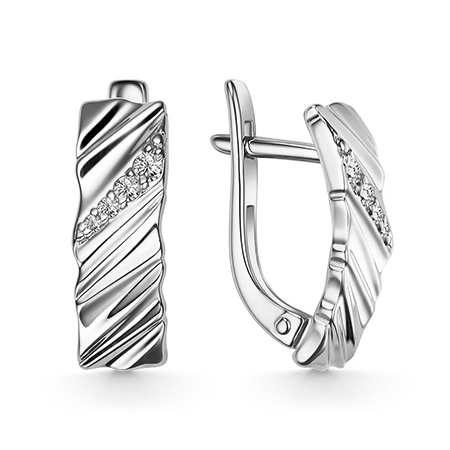 Серебряные cерьги классические с фианитом