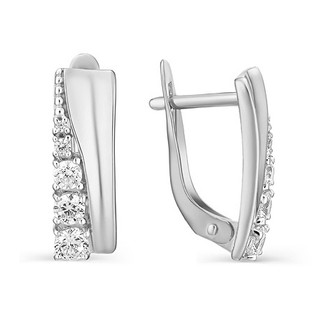 Серебряные cерьги классические с фианитом