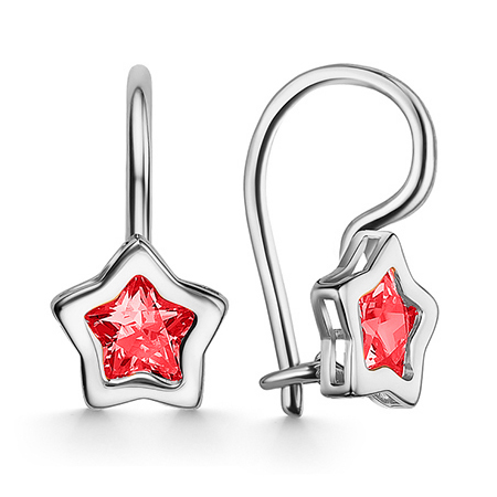 Серебряные cерьги классические с фианитом