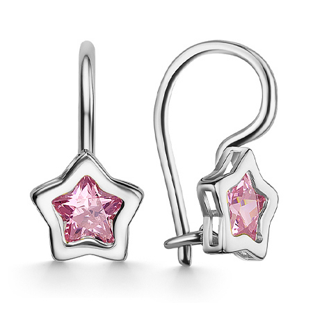 Серебряные cерьги классические с фианитом