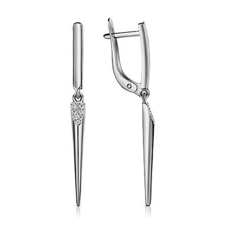 Серебряные cерьги висячие с фианитом