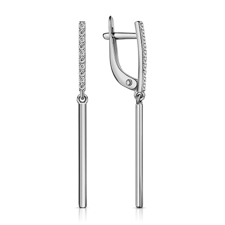 Серебряные cерьги висячие с фианитом
