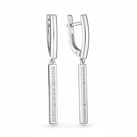 Серебряные cерьги висячие с фианитом