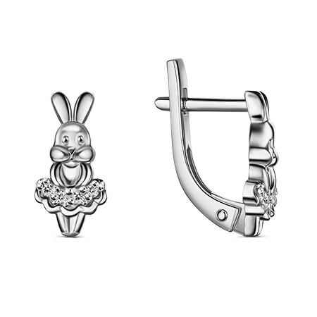 Серебряные cерьги классические с фианитом