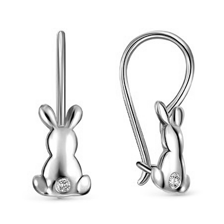 Серебряные cерьги классические с фианитом