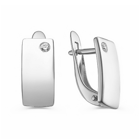 Серебряные cерьги классические с фианитом