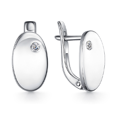 Серебряные cерьги классические с фианитом