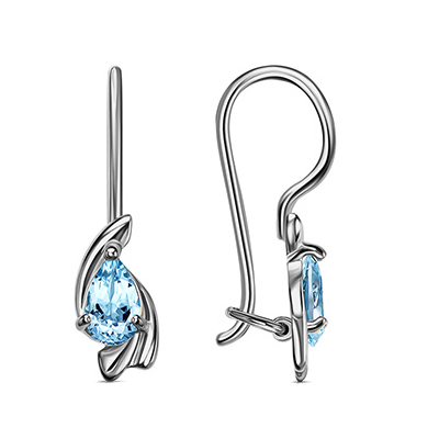 Серебряные cерьги классические с фианитом