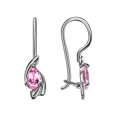 Серебряные cерьги классические с фианитом