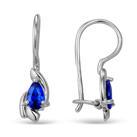 Серебряные cерьги классические с фианитом