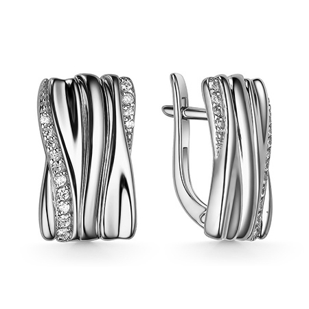 Серебряные cерьги классические с фианитом