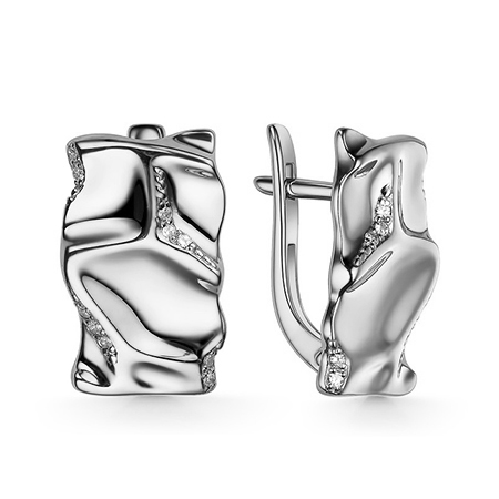 Серебряные cерьги классические с фианитом