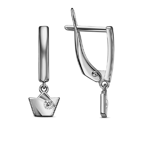 Серебряные cерьги висячие с фианитом