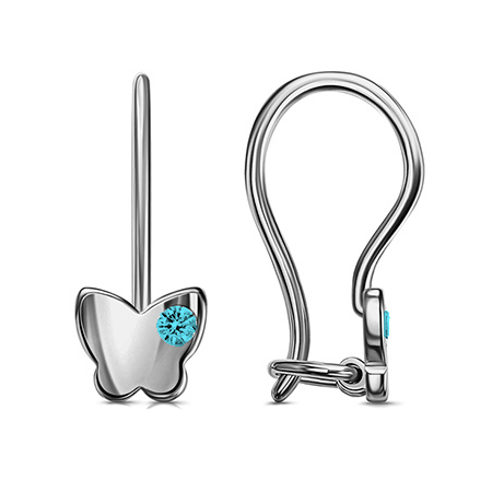 Серебряные cерьги классические с фианитом