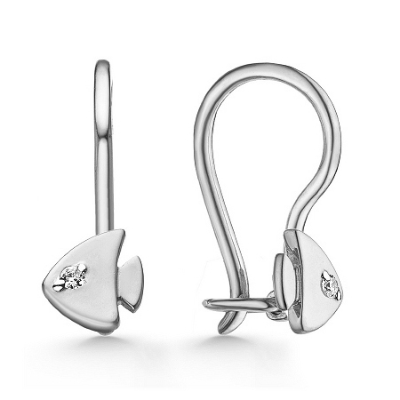 Серебряные cерьги классические с фианитом