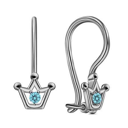 Серебряные cерьги классические с фианитом
