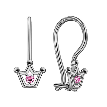 Серебряные cерьги классические с фианитом