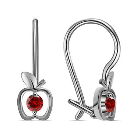 Серебряные cерьги классические с фианитом