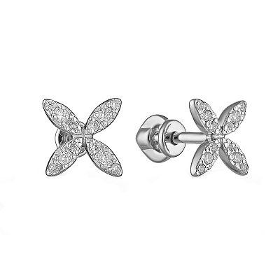 Серебряные cерьги пусеты (гвоздики) с фианитом