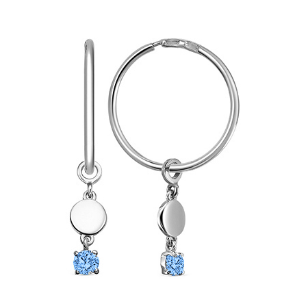 Серебряные cерьги конго с фианитом