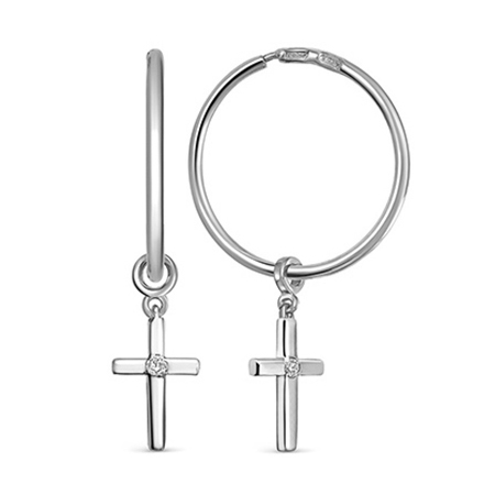 Серебряные cерьги конго с фианитом