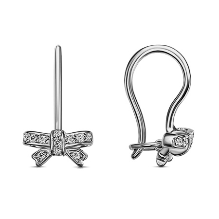 Серебряные cерьги классические с фианитом
