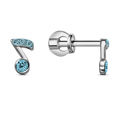 Серебряные cерьги пусеты (гвоздики) с фианитом