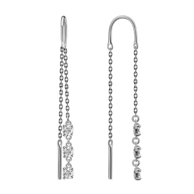 Серебряные cерьги классические с фианитом