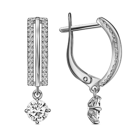 Серебряные cерьги висячие с фианитом