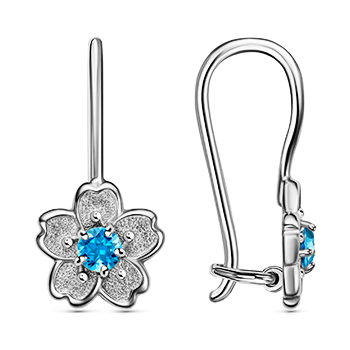 Серебряные cерьги классические с фианитом