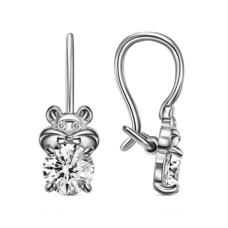 Серебряные cерьги классические с фианитом