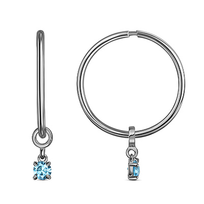 Серебряные cерьги конго с фианитом