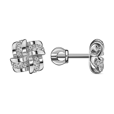 Серебряные cерьги пусеты (гвоздики) с фианитом