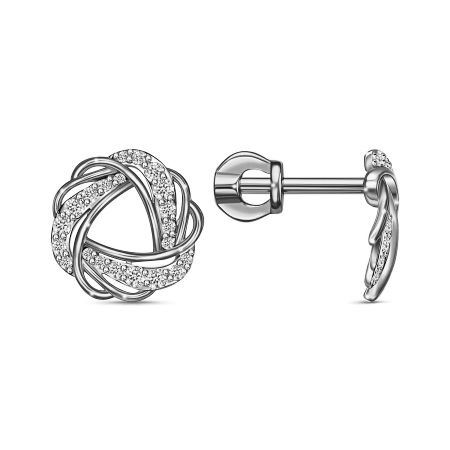 Серебряные cерьги пусеты (гвоздики) с фианитом