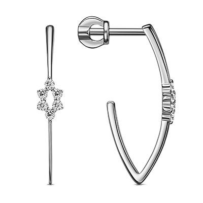 Серебряные cерьги пусеты (гвоздики) с фианитом