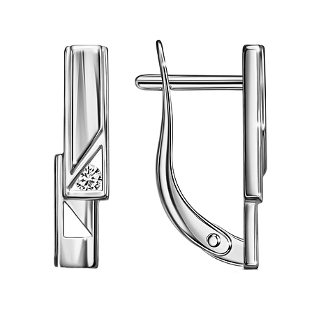 Серебряные cерьги классические с фианитом
