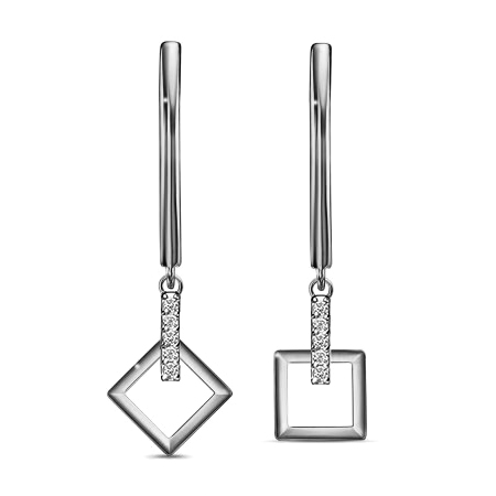 Серебряные cерьги висячие с фианитом