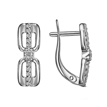 Серебряные cерьги классические с фианитом