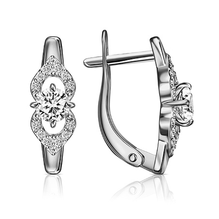 Серебряные cерьги классические с фианитом