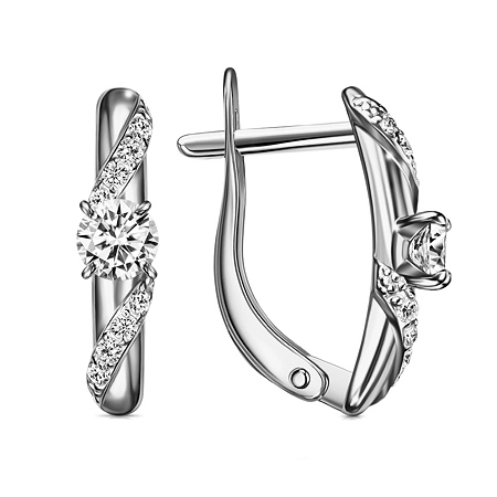 Серебряные cерьги классические с фианитом