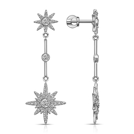 Серебряные cерьги пусеты (гвоздики) с фианитом