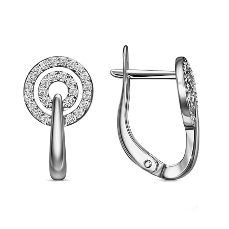 Серебряные cерьги классические с фианитом