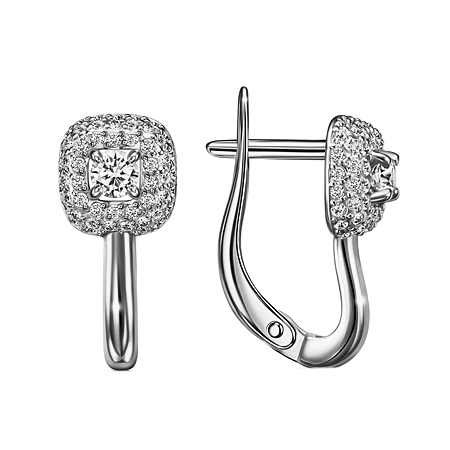 Серебряные cерьги классические с фианитом