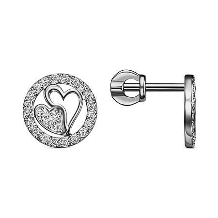 Серебряные cерьги пусеты (гвоздики) с фианитом