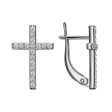 Серебряные cерьги классические с фианитом