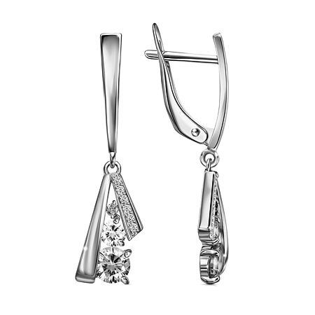 Серебряные cерьги висячие с фианитом